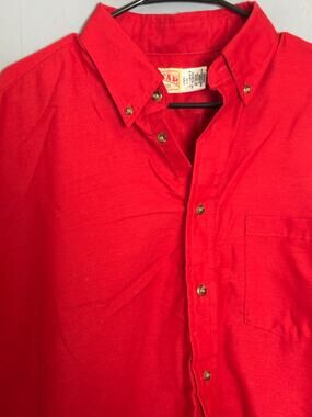 Red Kap Red Work Shirt Button Down Long Sleeve Size L Made in Honduras